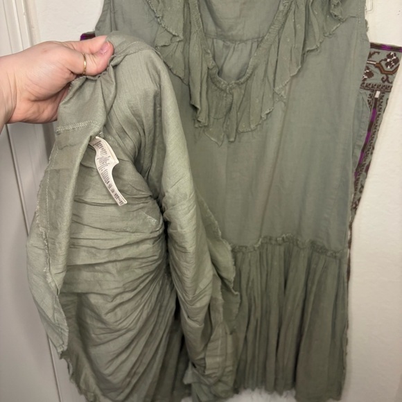 Free People Day Glow Embroidered Mini Dress in Spanish Moss combo size large - Picture 9 of 15